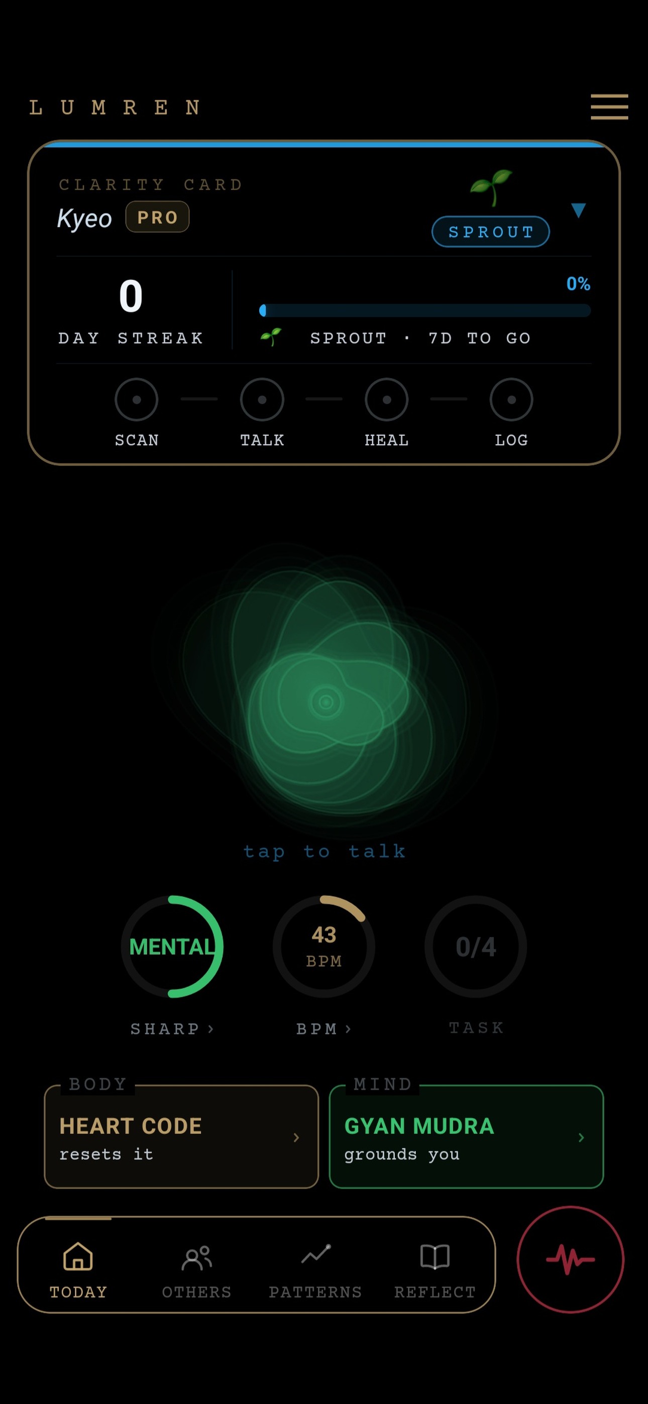 Lumren home screen